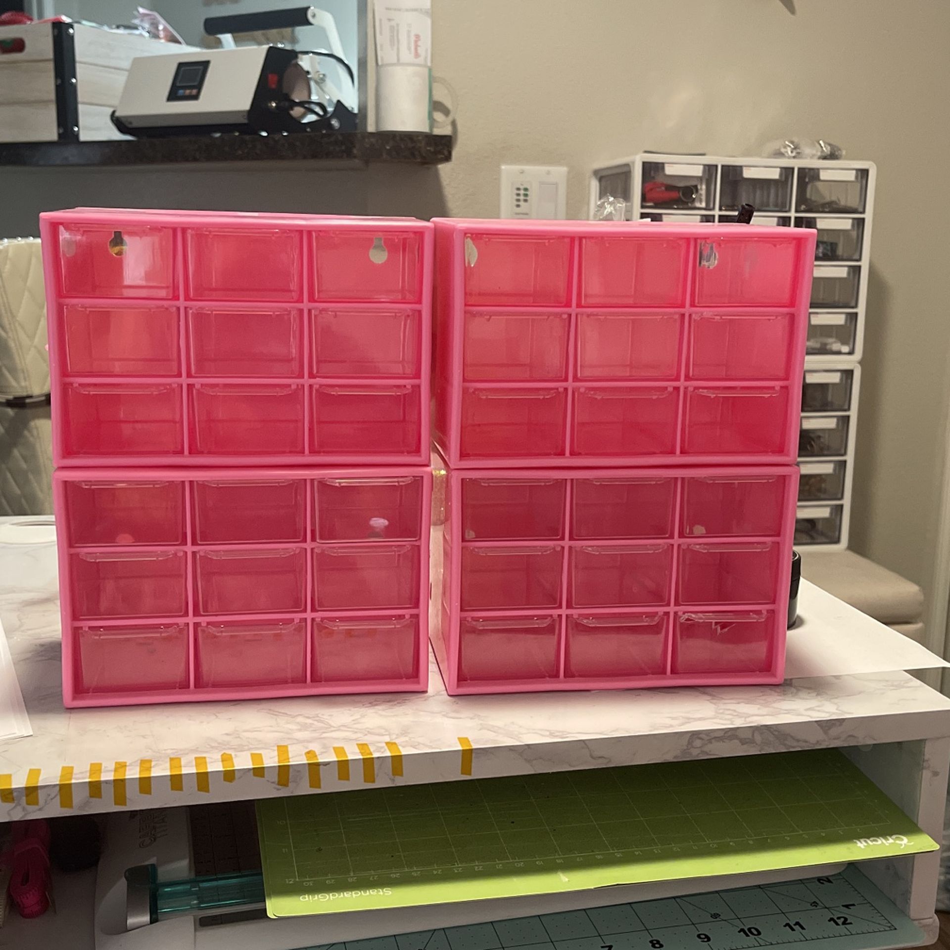 Set Of 4 Pink Storage Containers 