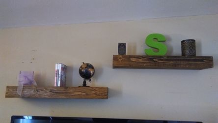 Solid wood rustic floating shelves