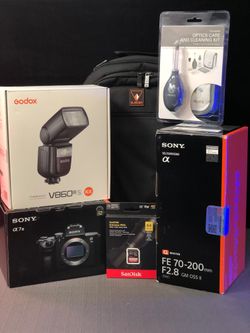a7 III Mirrorless with 70-200mm f/2.8 GM II, Godox V860III TTL, SD and Padded Camera Bag