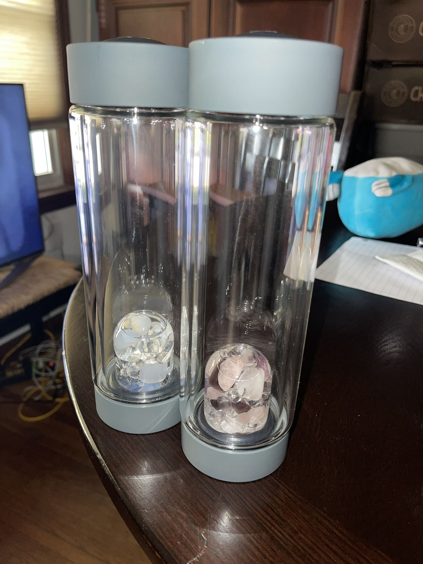 2 Gemstone glass water bottle