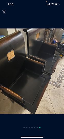 DISTRESSED BLACK ELMWOOD ZHOU YI ASIAN ARM CHAIRS 