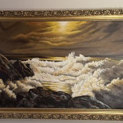 Oversized Ocean Wall Art w/ Gold Frame – 3ft x 5.5ft