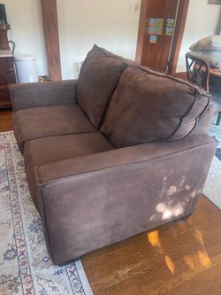 Chocolate brown loveseat couch sofa, microsuede