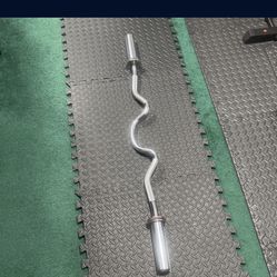 Sunny Health & Fitness 48" Olympic Super Curl Bar with Ring Collars Strength Training Bar for Traps, Deadlifts, Squats and More - OB-48