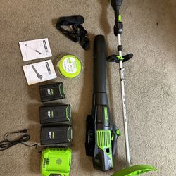 Green works String Trimmer And Leaf Blower 