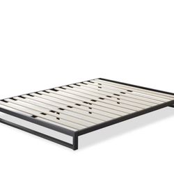Full Size Metal Bed Frame With Wooden Slats