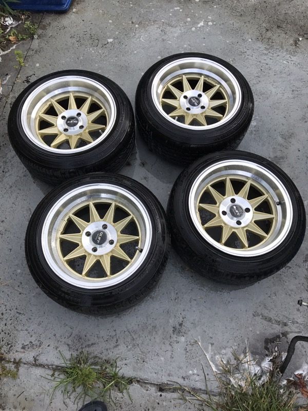 Ruff Racing wheels Rims 15x8.5 +15 4x100 with New tires