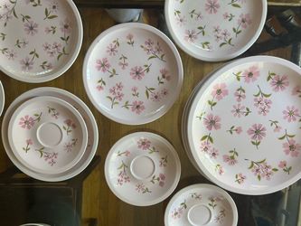 Vintage Mikasa Pastelle Puff Pink Floral Plates