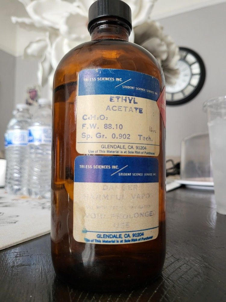 Vintage Medical Bottle 16 Oz Ethyl Acetate