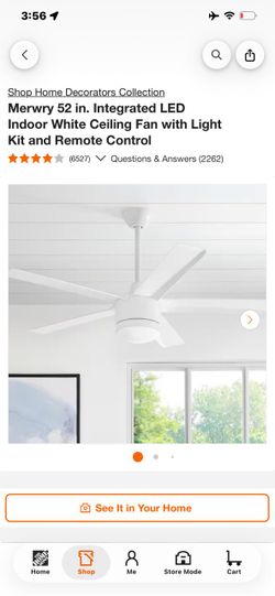 Home Decorators Merwry 52" White LED Ceiling Fan