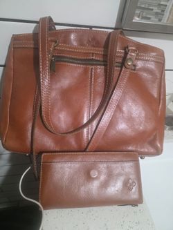 Patricia Nash Brown Leather Tote Bag with Matching Wallet