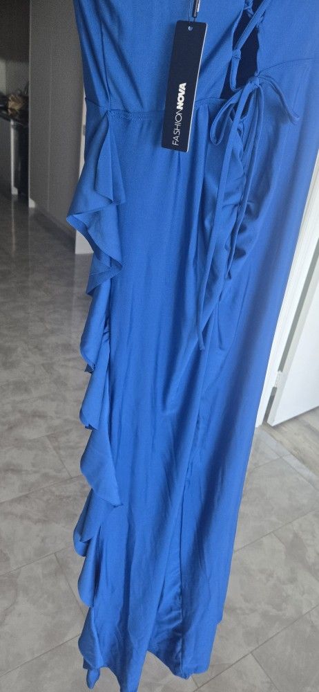 XL Size Long Blue Dress