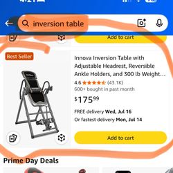 INNOVA Inversion Table  for up to 300lbs. New, Open Box 