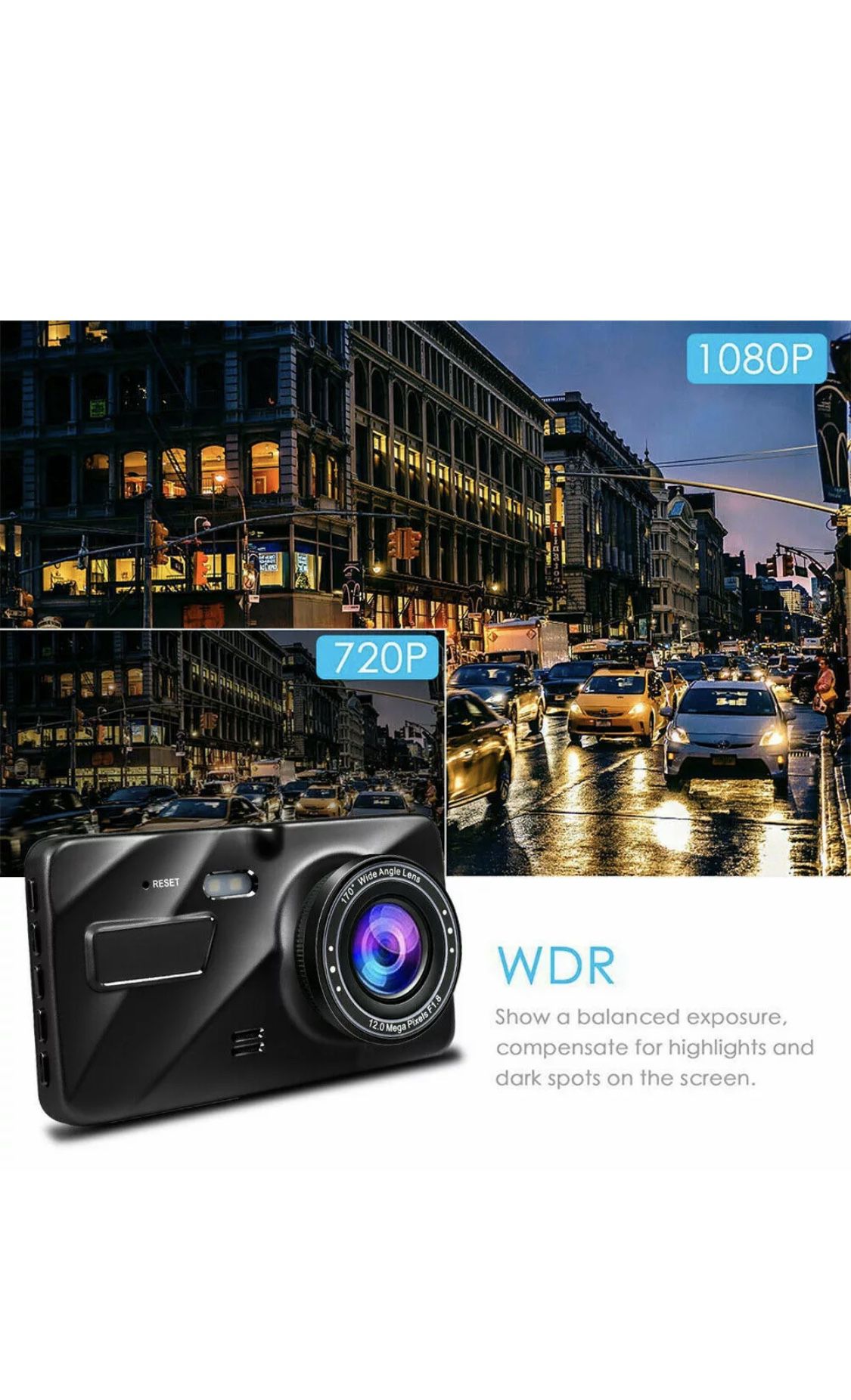 G-sensor Car Camera Dual Dash Cam Front and Rear Night Vision 140 170 Wide Angle