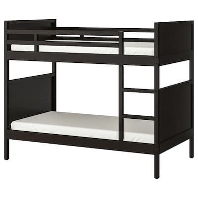 Used IKEA Black Bunk Bed With Mattresses 