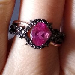 Pink Sapphire 💖 & Diamond 💎 New In Box Size 7 Disney Enchanted 💍 For Christmas 🎄!