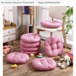 8 Pcs 16 Inch Round Floor Cushions Floor Pillow, Pink