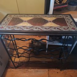 Entryway Table Top Is Solid Wooden The Frame Is Rod Iron 