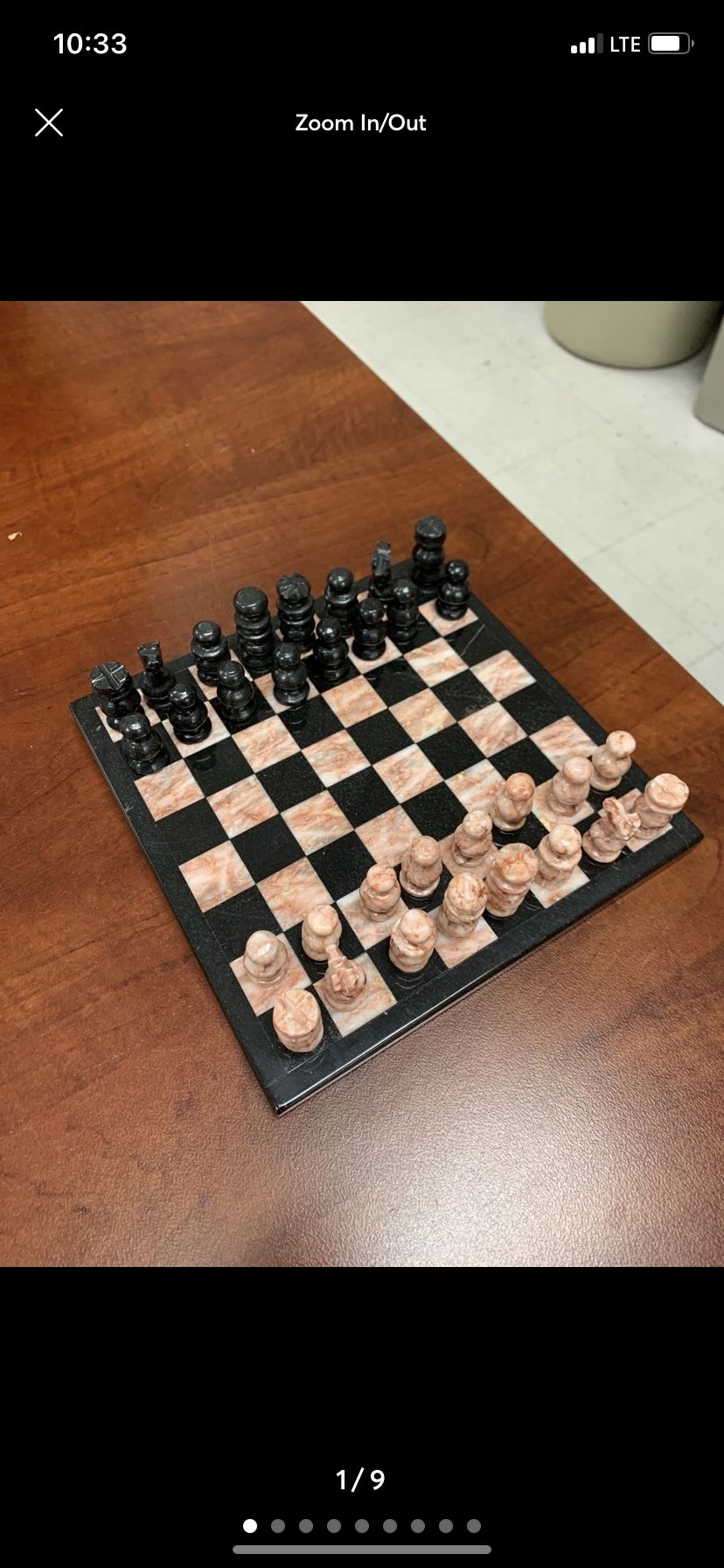 Onyx Chess Set / Stone Chess Set / Board Game / Pink & Black Onyx Marble Stone 