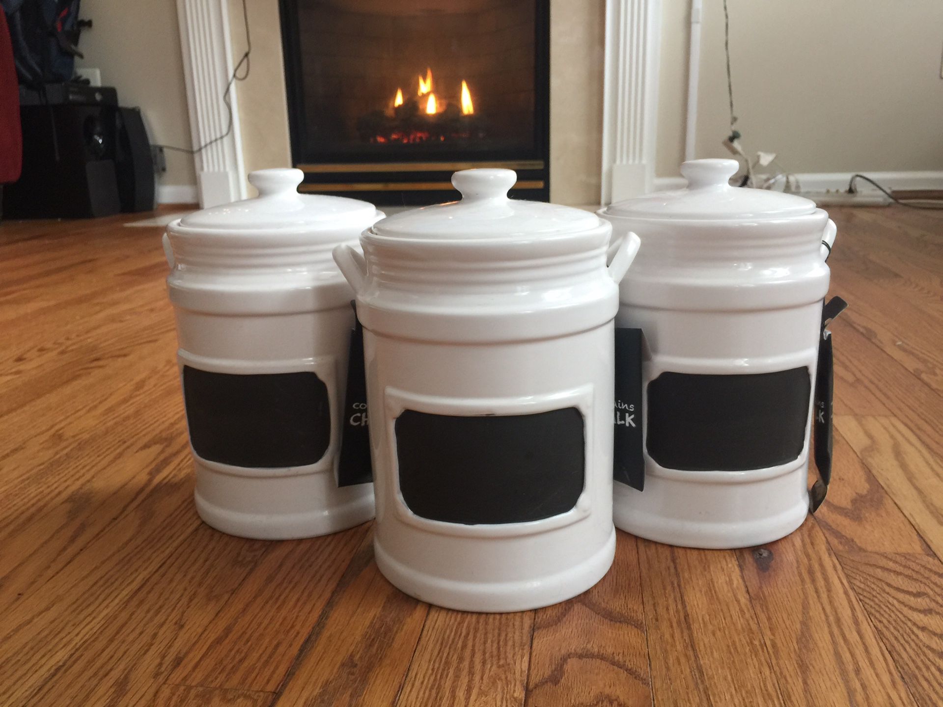 Modern farmhouse ceramic canisters