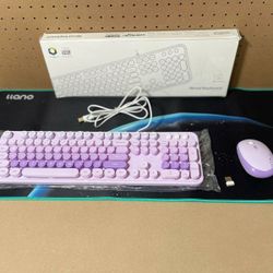 New Wired Keyboard and Wireless Mouse Set, Retro Full Size Typewriter Keyboard W/ Number Pad and Sport Car Mouse for PC Computer Desktop Laptop Window