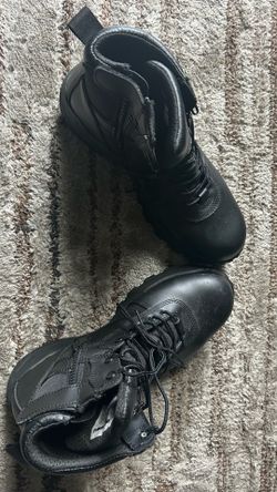 Men's Black Faux Leather Lace-Up Combat Ankle Boots Round Toe Size 12 W