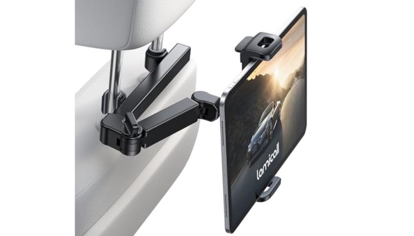 (60000H) Car Headrest Tablet Holder - [3 in 1 Extension Arm] Adjustable Tablet Car Mount for Back Seat, Road Trip Essentials for Kids, for 4.7-11" Dev