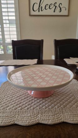 Pink Cane Pattern Ceramic Cake Stand – Ashland (Like New)