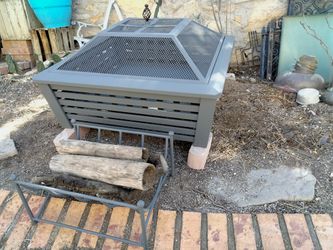 Large Firepit, Log Rack, Mesquite