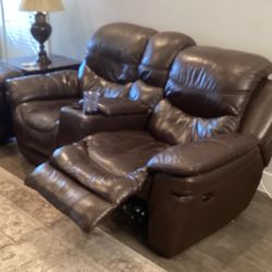 Leather Dual Recliners With Electric (push button) Reclining.
