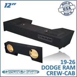 black 12" dual sealed sub box, fits 19-26 dodge ram 1500 crew-cab