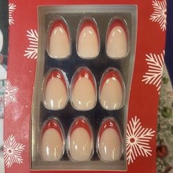 Nails inc Press-On Nails Red Almond Shape Glue Included