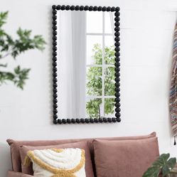 New 24x36 in Black Mirror for Bathroom - Rectangle Wall Mirror with Metal Beaded Frame