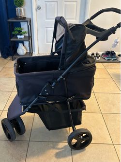 Pet Stroller for Small Dogs & Cats with Removable Carrier – Black – Excellent Condition
