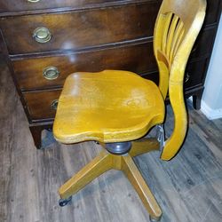 Antique B.L. Marble Chair Co. Solid Oak Swivel Tilt Rolling chair