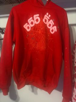 555 Spider Web Hoodie - Red - Size Small