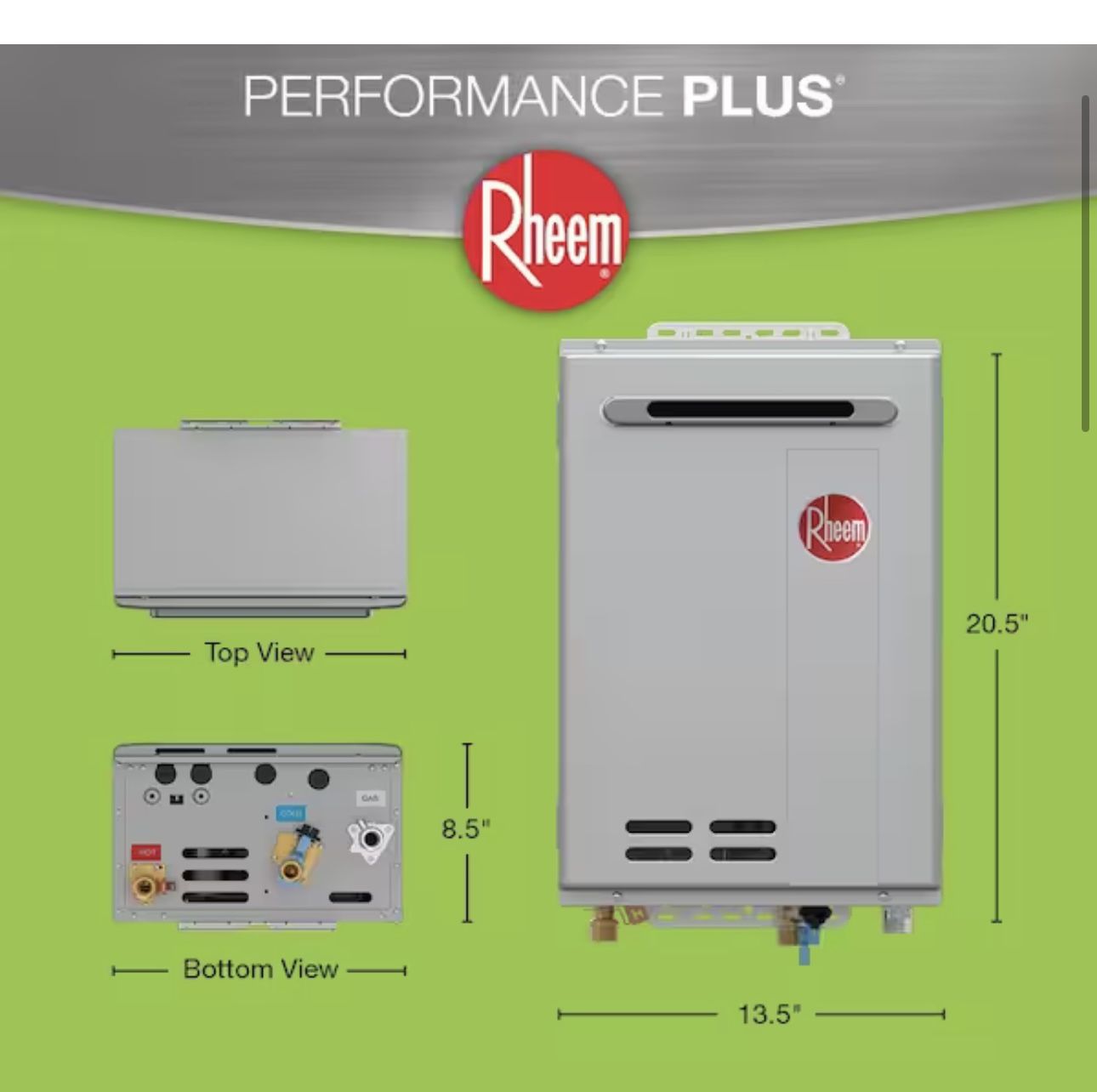 Rheem Performance Plus GPM Smart Non Condensing Outdoor