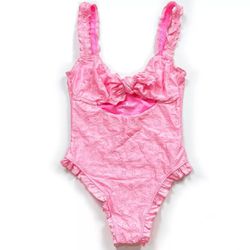 Frankie's Lucia Eyelet One Piece NWT Size Medium Pink Swim Swimwear
