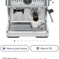 Chefman Crema Supreme Espresso Machine with
Conical Burr Grinder and Steam Wand