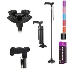 MOODIC Walking Cane for Men and Women, Extended Handle; Solid Base; Foldable; Adjustable Heights; Lightweight