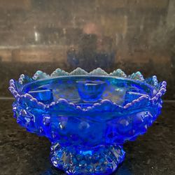 Fenton Hobnail Style Blue Candle Holder