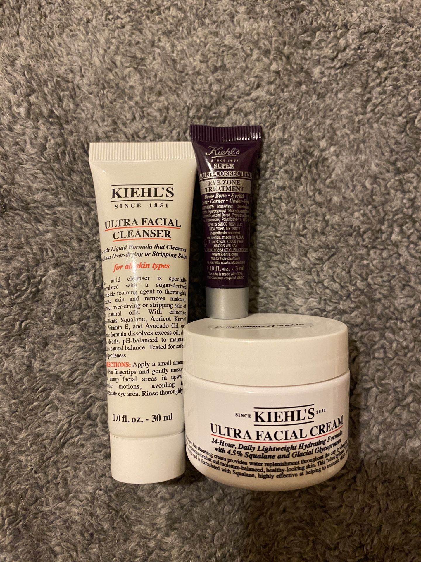Kiehl’s Ultra Facial Cream, Ultra Facial Cleanser + Super Multi Corrective Eye Zone Cream