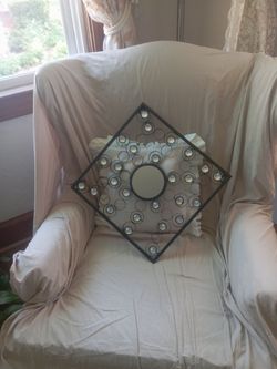 Decorative mirror with rhinestones