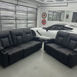 Living room set manual reclining Faux  leather