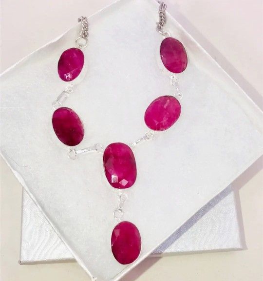 PINK KASHMIRI RUBY STONES. 925 STAMPED STERLING SILVER...