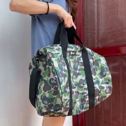 Bape Duffle Bag Green Camo Men And Women