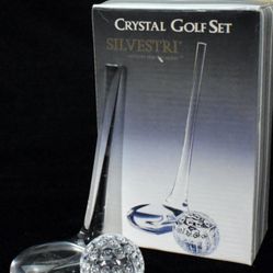Silvestri Glass Golf Club And Ball Paperweight Golf 