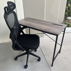 New In Box 40x20x30 Inch Tall Computer Gray Table With Office Mesh Chair Furniture Combo Set Black Or White 