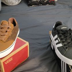 Size eight and a half vans. Size nine adidas