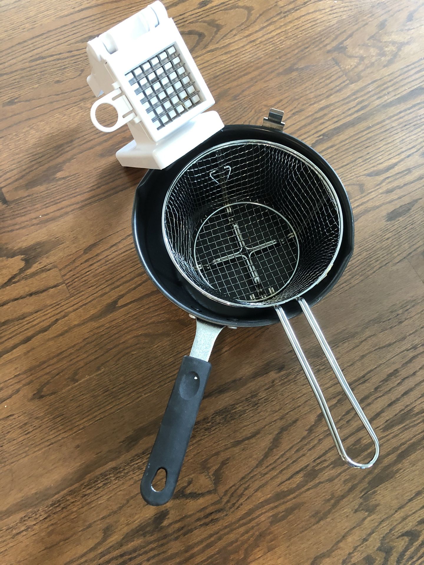 French fries fryer and potato cutter